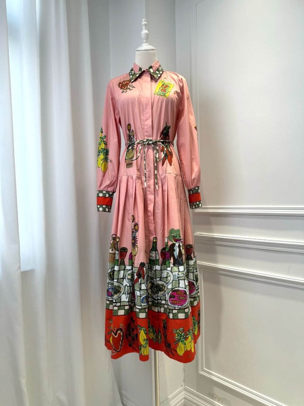 Alémais × Greg Sindel "Contessa" Collaboration Pink Print Shirt Dress